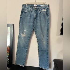 FRAME L’ Homme Slim Jeans BlueJay Rips Size 31